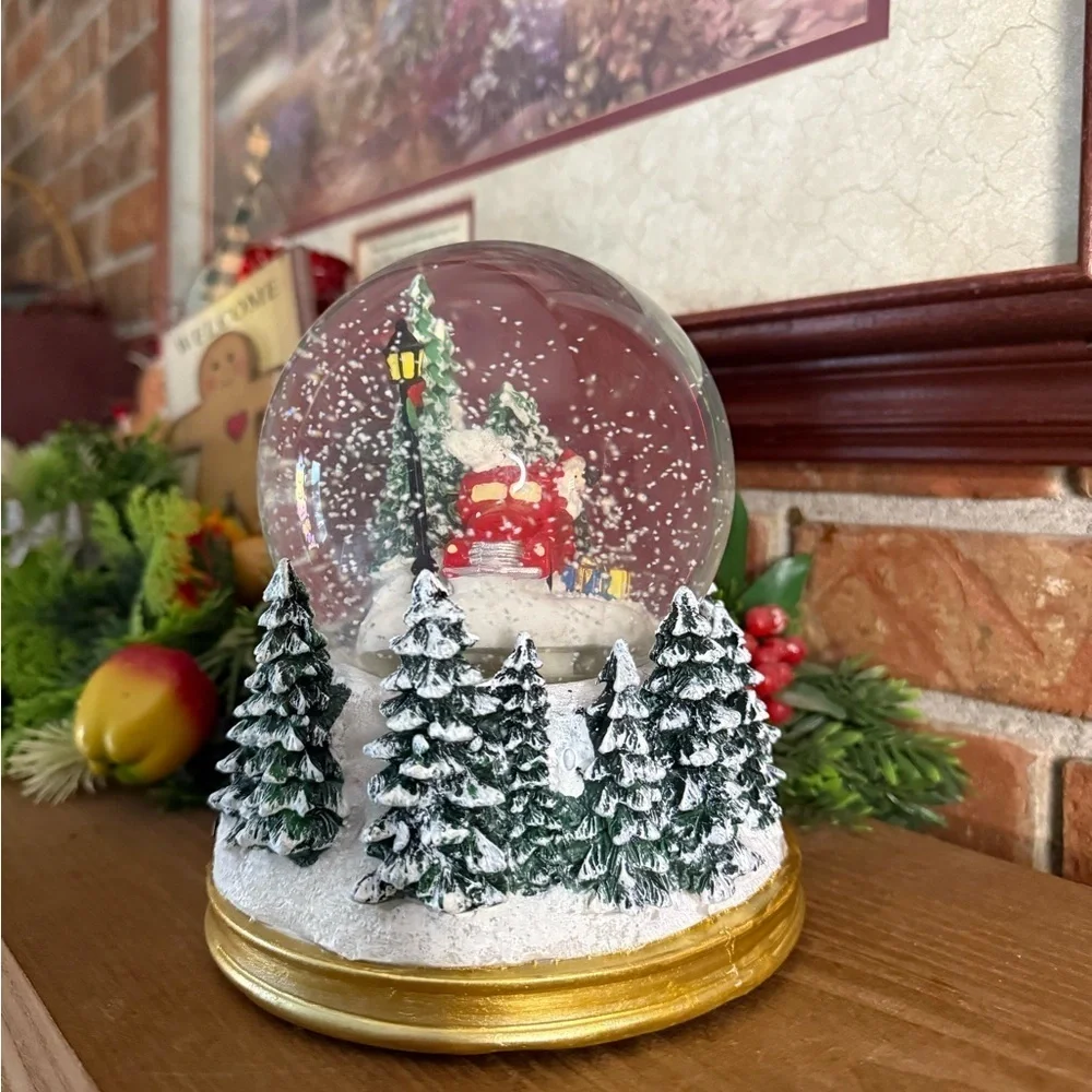 1998 XL Holiday Snow Globe with Red Truck Musical Santa Scene FINAL SALE